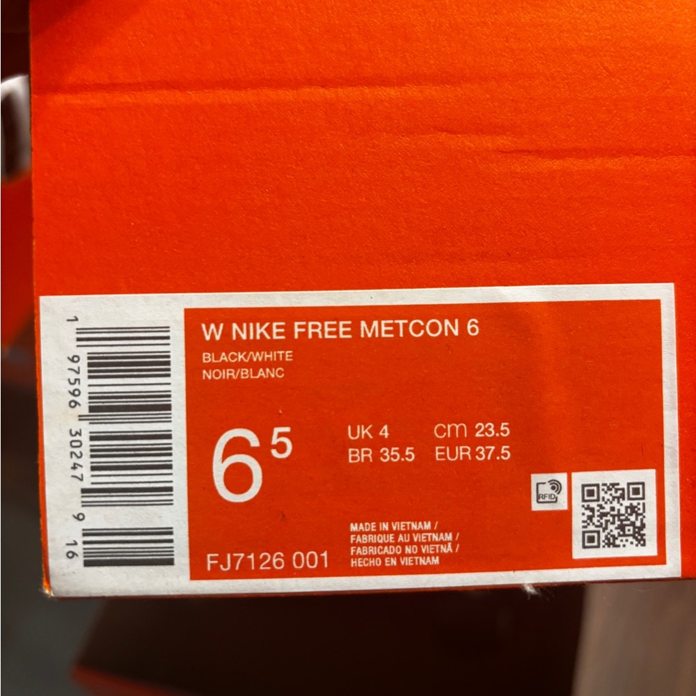 Nike Free Metcon 6 Black White Women's Running Shoe FJ7126-001 NO LID - Picture 8 of 12